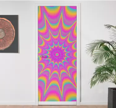 Adesivo per porta motivo psichedelico colorato - TenStickers