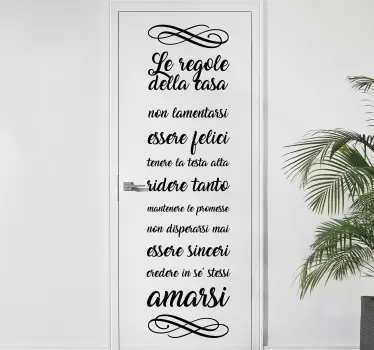 Adesivo per porta soggiorno regole della casa - TenStickers