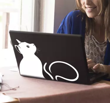 Adesivo per portatile gatto che osserva - TenStickers
