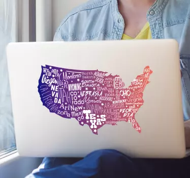 Adesivo per portatile mappa USA - TenStickers