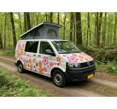 Adesivo per roulotte fiori felici colorati - TenStickers