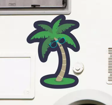 Adesivo per roulotte palma con occhiali da sole - TenStickers