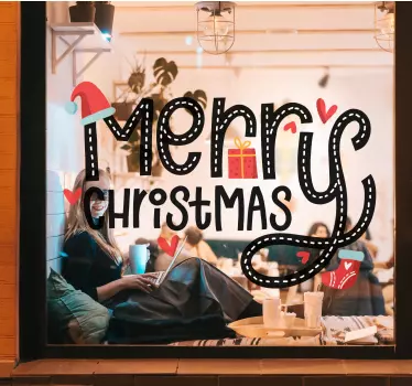 Vetrofania Natale Merry Christmas ricamo - TenStickers