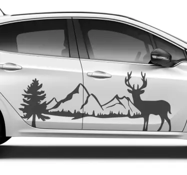 Adesivo per auto Montagne della svizzera con cervi - TenStickers