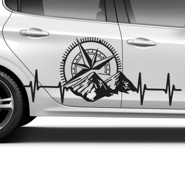 Adesivo per vetro Montagne e bussola per auto - TenStickers