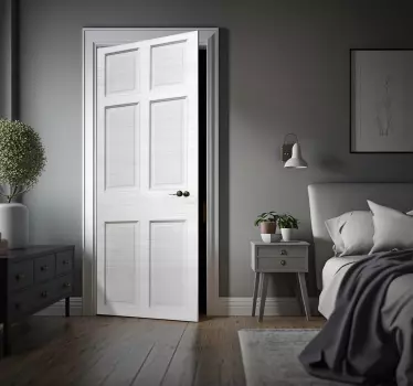 Adesivo per porta legno bianco con cornici - TenStickers