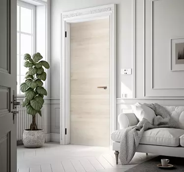 Adesivo per porta legno chiaro crema - TenStickers