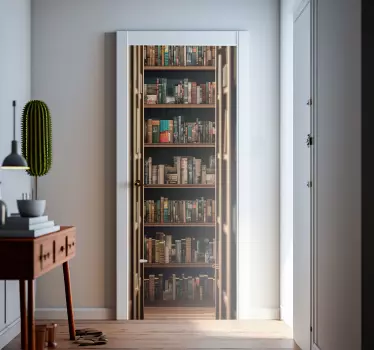 Adesivo per porta passaggio attraverso una biblioteca - TenStickers