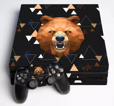 Adesivo ps4 faccia di orso poligonale - TenStickers