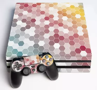 Adesivo ps4 mosaico colore esagonale - TenStickers