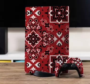 Adesivo ps4 motivo rosso ornato - TenStickers