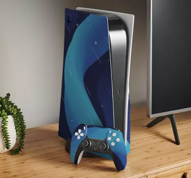 Adesivo ps5 involucro ondata blu - TenStickers