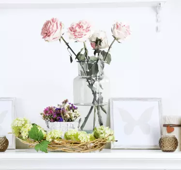 Adesivo Rose e vaso di vetro - TenStickers