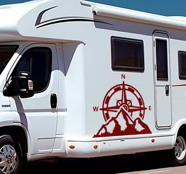 Adesivo per camper bussola e montagne - TenStickers