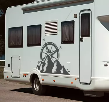 Adesivo per camper compasso minimale e montagne - TenStickers