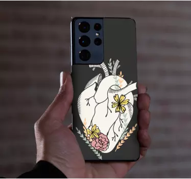 Adesivo Samsung disegno floreale a cuore - TenStickers