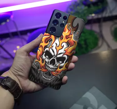 Adesivo Samsung illustrazione del teschio fiammeggiante - TenStickers