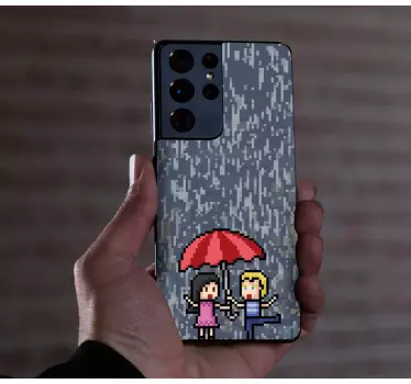 Adesivo samsung ombrello amici pixelati - TenStickers