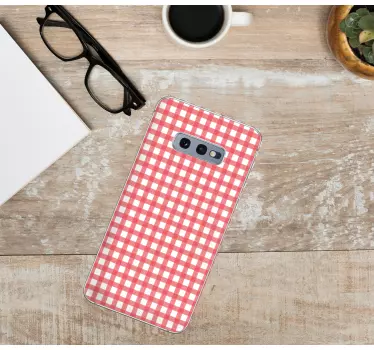 Adesivo samsung tessuto a quadri cremisi - TenStickers