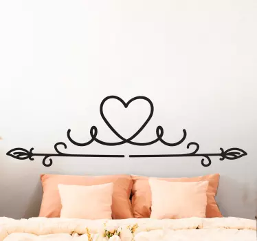 Adesivo testata letto Cornice monocolore con cuore - TenStickers