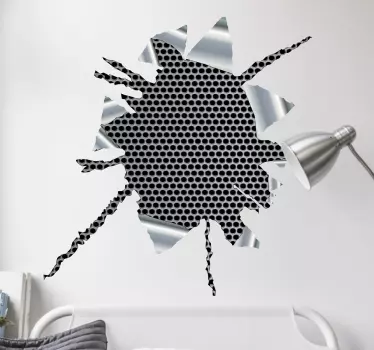 Adesivo Trompe l'oeil buco metallo - TenStickers