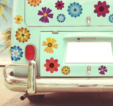 Adesivo per camper con fiori colorati - TenStickers