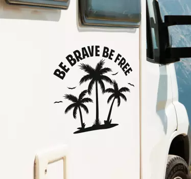 Adesivo per camper scritta isola palme - TenStickers