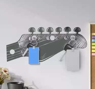 Adesivo murale portachiavi chitarra elettrica - TenStickers