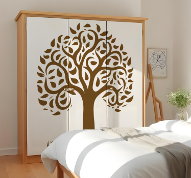 carta adesiva per ante armadio albero con erba - TenStickers