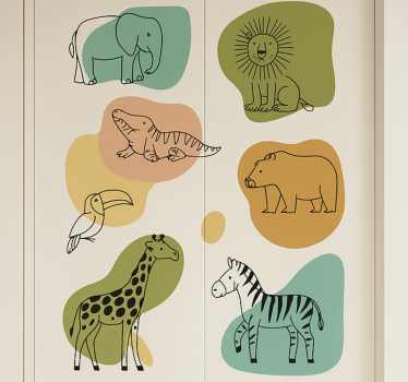 Carta adesiva per mobili bambini animali della savana - TenStickers