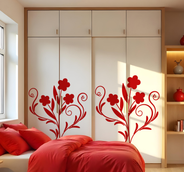 carta adesiva per ante armadio elegante silhouette di fiore - TenStickers