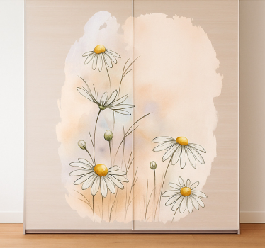 Carta adesiva per mobili fiori di margherita all'acquarello - TenStickers
