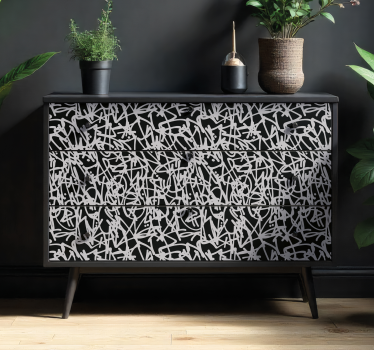 Carta adesiva per mobili graffiti bianco e nero - TenStickers