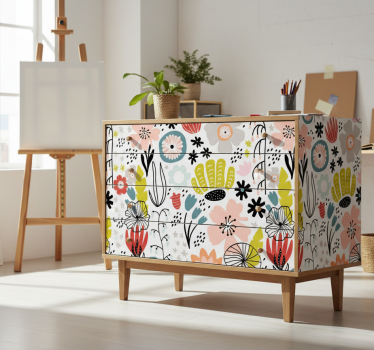 Carta adesiva per mobili motivo floreale scandinavo - TenStickers