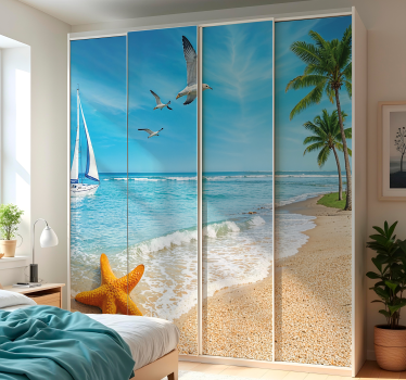 Carta adesiva per mobili scena di spiaggia paradisiaca - TenStickers