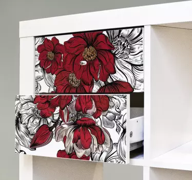 Carta adesiva per mobile fiori rossi - TenStickers