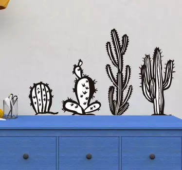 Sticker cactus bianco e nero - TenStickers
