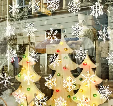Vetrofania Natale con fiocchi di neve - TenStickers