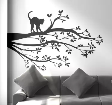 Adesivo con sagoma di gatto ed albero - TenStickers