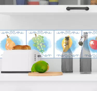Greca adesiva arte fruttata vibrante - TenStickers