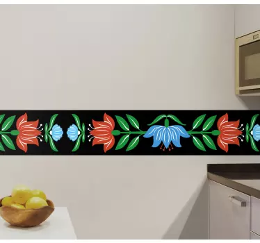 Greca adesiva bordo floreale - TenStickers