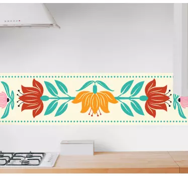 Greca adesiva composizione bordi floreali - TenStickers