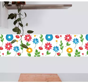Greca adesiva composizione floreale vivace - TenStickers