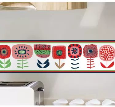 Greca adesiva composizione floreale vivace - TenStickers