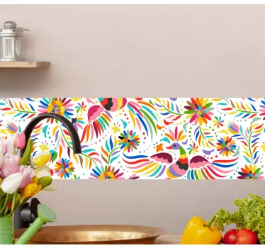 Greca adesiva elementi floreali vibranti - TenStickers