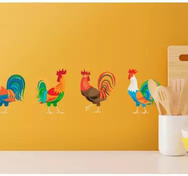 Greca adesiva esposizione di gallo colorato - TenStickers