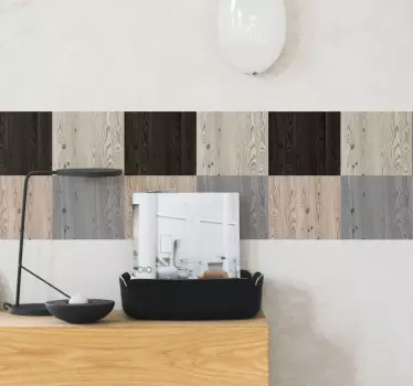 Greca adesiva motivo pannello in legno - TenStickers