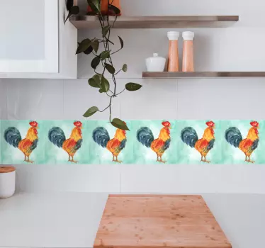 Greca adesiva motivo vibrante del gallo - TenStickers