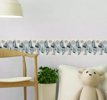 Greca adesiva per pareti Elementi marini - TenStickers