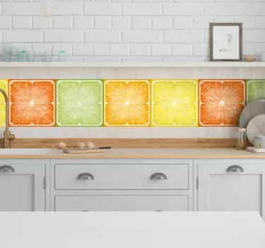 Adesivo cucina trama di agrumi colorati - TenStickers